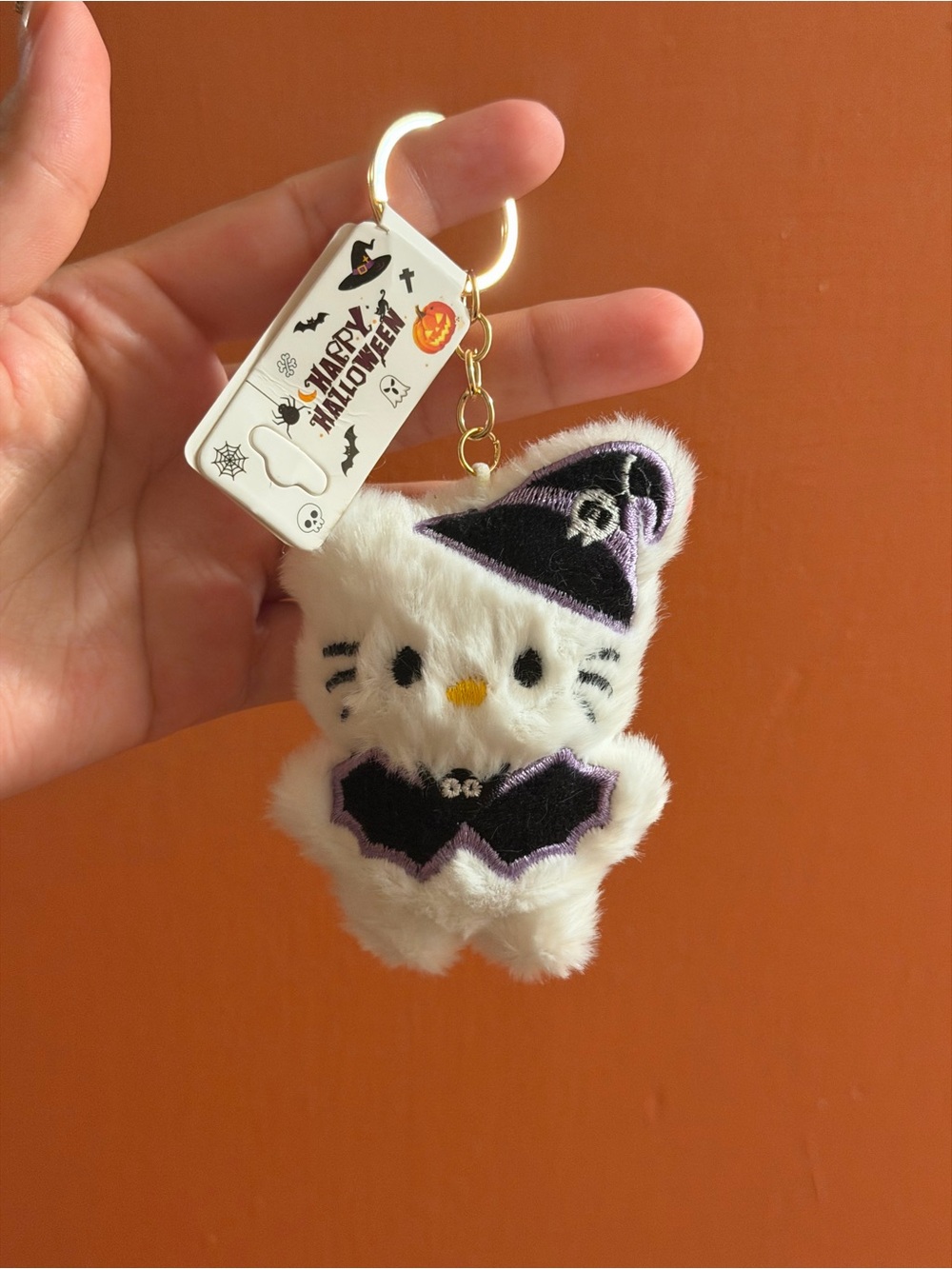 🎃hello Kitty White & Purple Halloween Plush Keychain